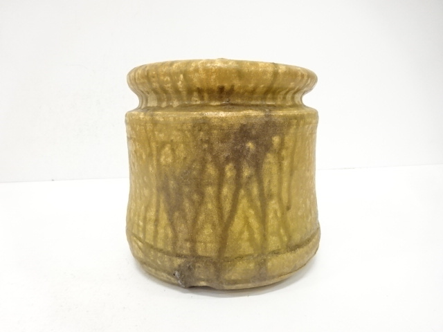  紀州焼　二代　寒川栖豊造　灰被　水指(十二代尋牛斎書付)(銘：布袋)